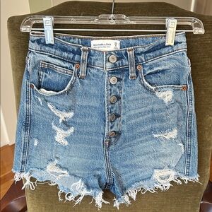 Abercrombie & Fitch Distressed Blue Jean Shorts